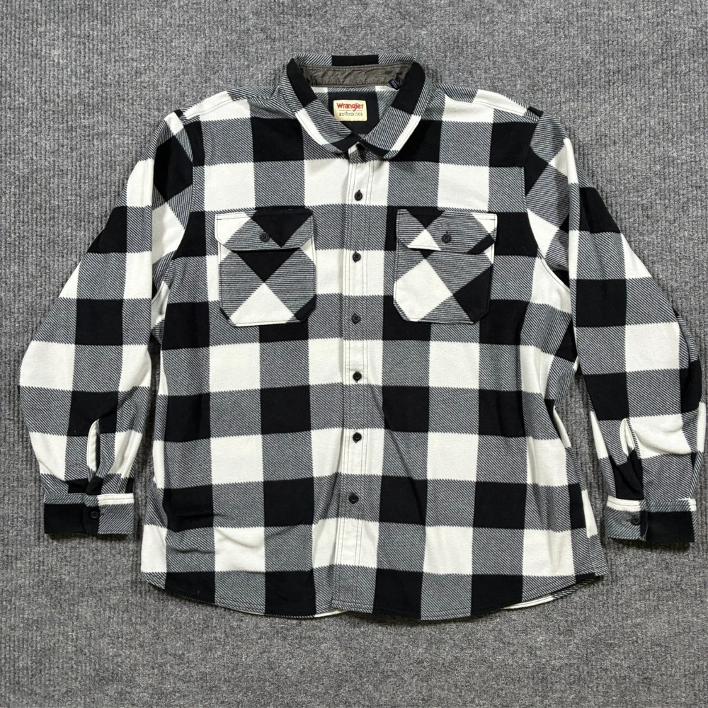 Wrangler Authentics Mens Button Up Shirt Size 3XL Check Flannel Long Sleeve